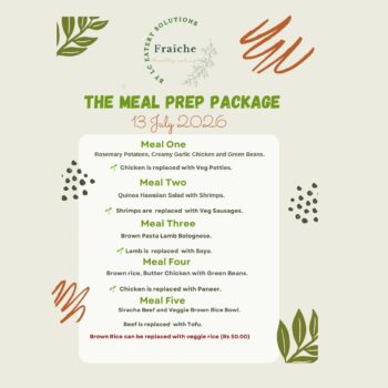 The Meal Prep Package Monday 13 July Fraîche